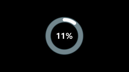 Loading bar icon on a black color abstract background.
