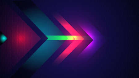 Digital technology glowing arrows modern geometric abstract background with line background effectsの写真素材