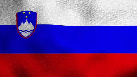 Realistic national flag. The flag of Slovenia.の写真素材