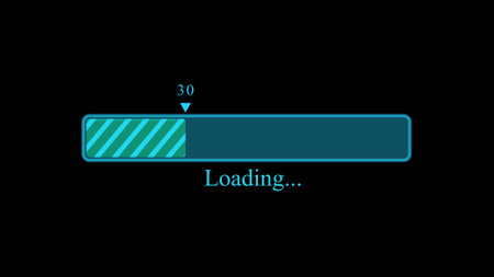 Colorful loading bar icon on a black abstract background.