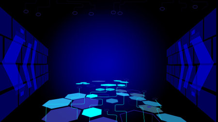 Digital conceptual business technology background with arrow.