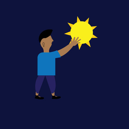 man make sun or man touch the sun .の写真素材