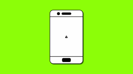 Smartphone with money bag icon on screen against a green background.の写真素材