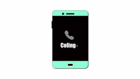 Smartphone with a calling screen icon on a white background.の写真素材