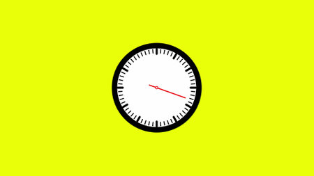 Time lapse- wall clock with a white dial and black hands icon on a yellow background.
