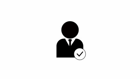 Icon of a person with a checkmark representing user verification or approved profile concept.の写真素材