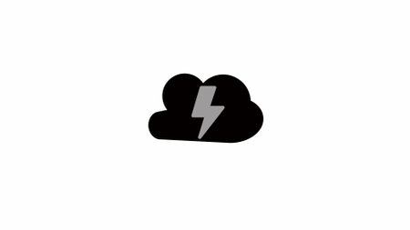 Black cloud icon with a lightning bolt on a white background.