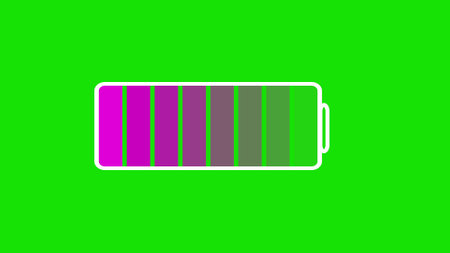 Fully charged green battery icon on a black background.