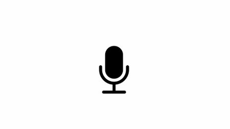 Black microphone icon with radio waves on a white background.の写真素材
