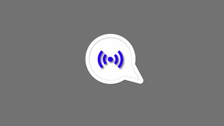Speech bubble with Wi-Fi symbol on gray background.の写真素材