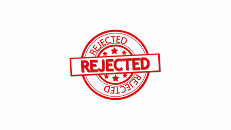 Red REJECTED stamp across a white background.の写真素材