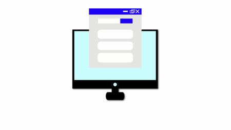 Computer monitor management icon on a white background.の写真素材