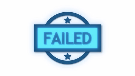 Failed stamp with red stars on a white background.