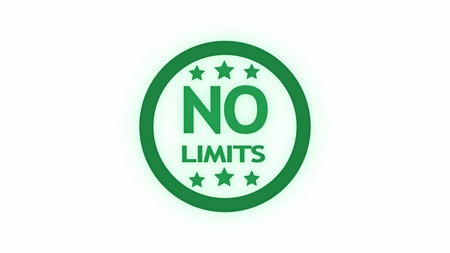 Motivational No Limits badge with stars on a clean white background.