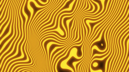 Abstract turquoise and yellow wavy lines pattern digital background.