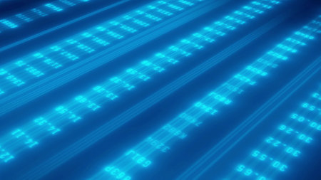Abstract digital background with blue lights representing high-speed internet connectivity or data...