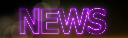 Neon sign with the word NEWS on a black background.の写真素材