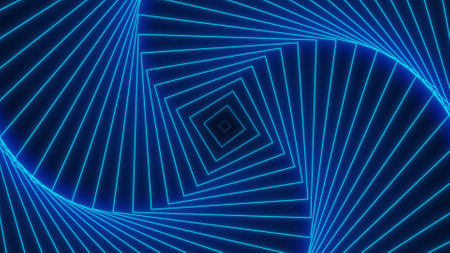 Abstract neon blue geometric lines on a black background.の写真素材