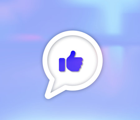 Like icon in speech bubble on blue background.の写真素材