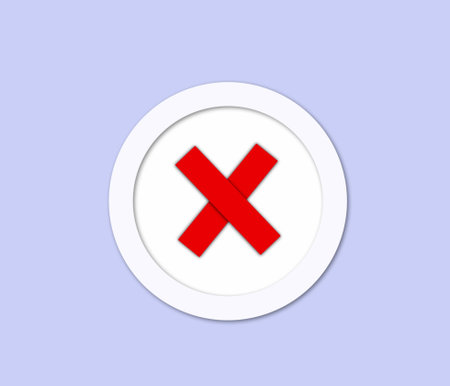 Cross icon red color on a white background.