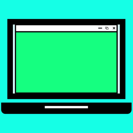 Computer screen jobs pepper icon on a cyan background.の写真素材