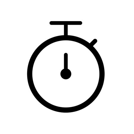 Simple black and white stopwatch icon on white background.