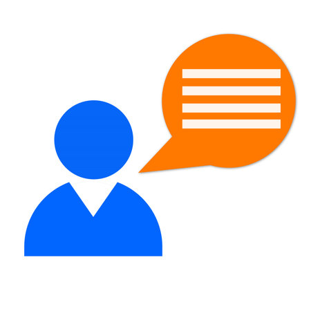 Person with speech bubble contact icon on a white background.