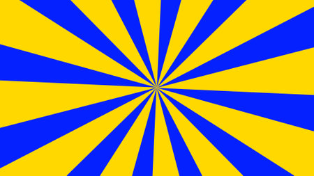 Simple blue and yellow sunburst background.の写真素材