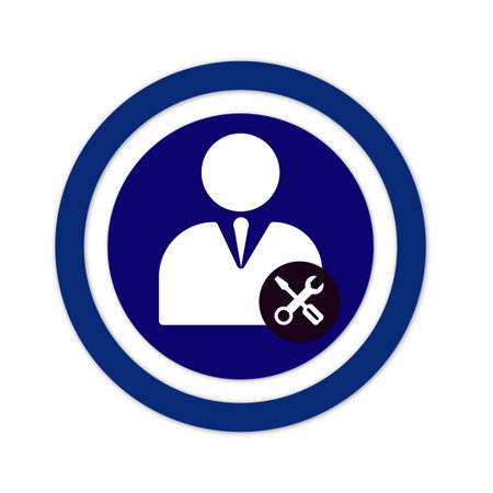 Person with a hand tools icon on a white backgroundの写真素材