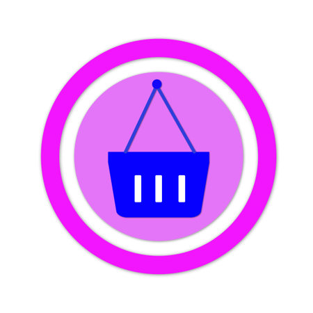 Shopping basket icon with purple circle background.の写真素材