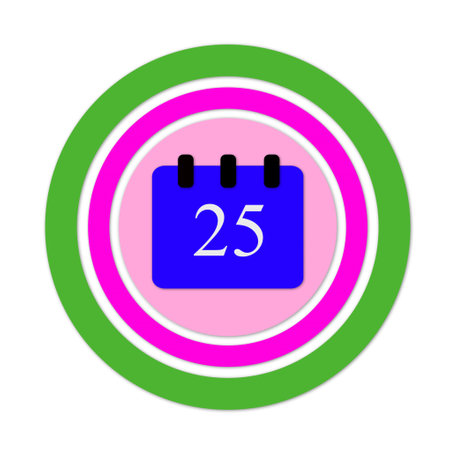 Calendar icon with date 25 isolated on white background.の写真素材
