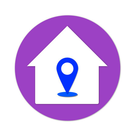 Home and location icon on a white background.の写真素材
