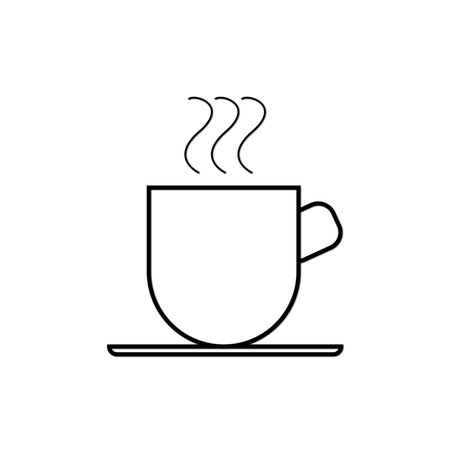 Coffee cup icon on a dark background.の写真素材