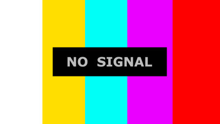 Colorful TV test pattern with NO signal text on a tv background.の写真素材