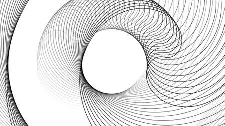 Abstract black and white spiral lines creating an optical illusion background.
