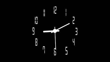 Analog clock isolated animated on black backgroundの写真素材
