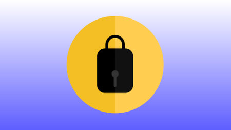 Lock icon on a colorful background.の写真素材