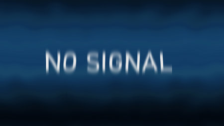 A blurry image displaying the text NO SIGNAL against a dark wavy background.の写真素材