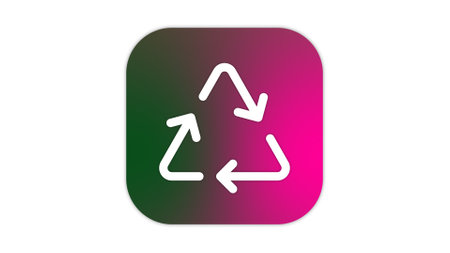A white recycling symbol with three arrows forming a triangle on a gradient background of green and...