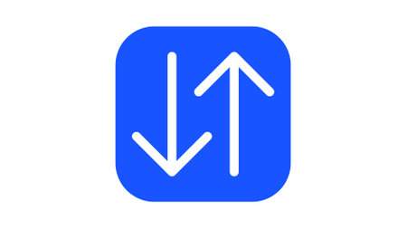 A blue square icon with two white arrows, one pointing up and the other pointing down, representing...