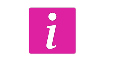 A pink square icon with a white lowercase letter 'i' in the center, representing information.の写真素材
