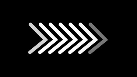 White arrows pointing to the right on a black background.の写真素材