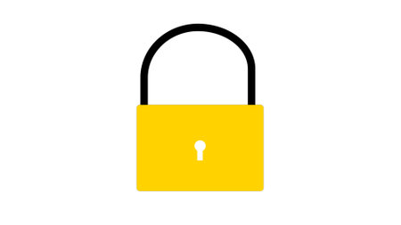 Sample illustration of a yellow padlock with a black shackle on a white background.の写真素材