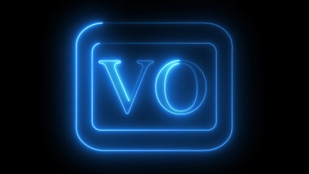Neon glowing with text VO on a black background.の写真素材