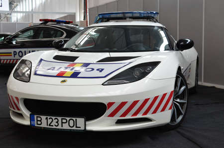 Bucharest, Romania, October 13, 2012 - Police Lotus special highway car presented at 4Tuning Fest 2012 auto showのeditorial素材