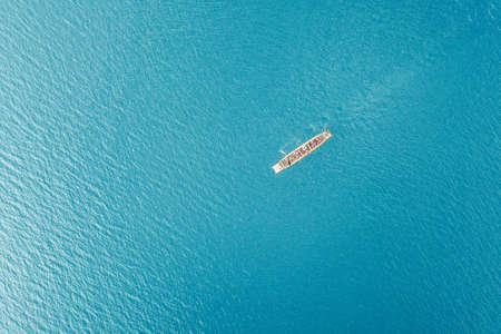 Fishing boats on Lugu Lake in Lijiang, Yunnan, China.