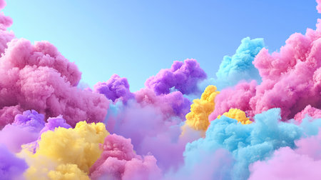 A stunning array of colorful clouds in pastel shades fills the sky, creating a dreamy and whimsical atmosphere. Perfect for serene backgrounds.の素材