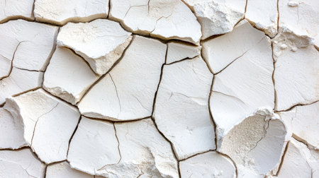 Close-up of cracked dry ground with art bike tire tracks and space for copyの素材