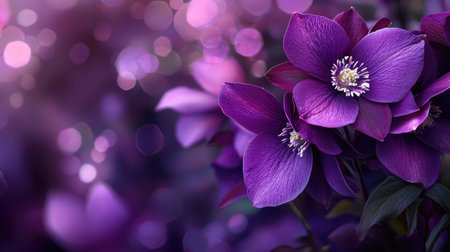 A stunning close-up of vibrant purple flowers set against a soft bokeh background, creating a serene and elegant atmosphere perfect for nature lovers.の素材