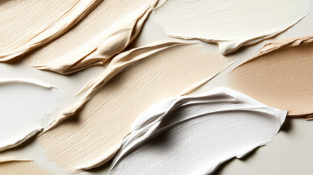 Explore this captivating image featuring various creamy paints spread across a surface in warm neutral tones, perfect for artistic projects or design inspiration.の素材